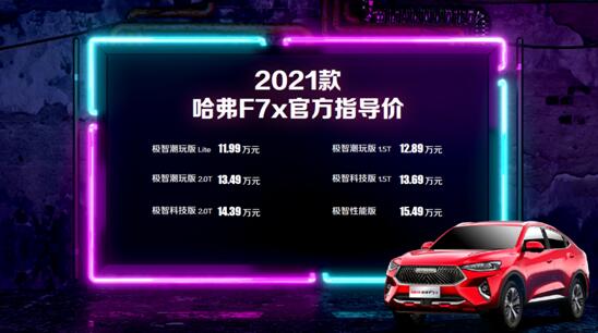 全系标配Fun-Life 2.0系统 11.18万起售 2021款哈弗F7/F7x双星上市